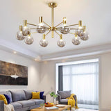 Modern Selva Glass Globe Chandelier Gold Finish Pendant Light for Living Room