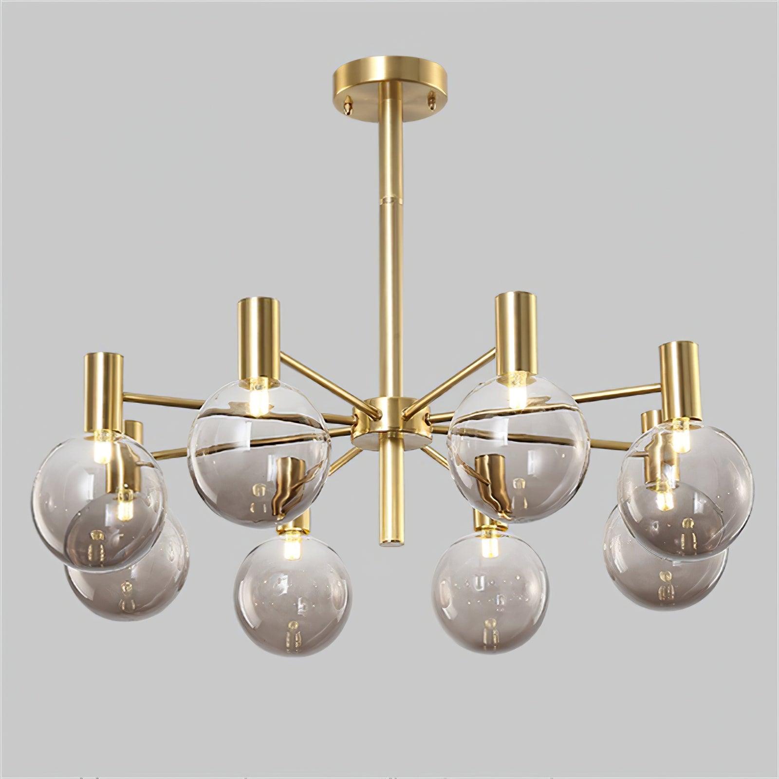 Modern Selva Glass Globe Chandelier Gold Finish Pendant Light for Living Room