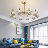 Modern Selva Glass Globe Chandelier Gold Finish Pendant Light for Living Room
