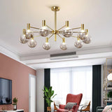 Modern Selva Glass Globe Chandelier Gold Finish Pendant Light for Living Room