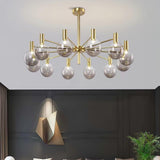 Modern Selva Glass Globe Chandelier Gold Finish Pendant Light for Living Room