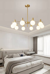 Modern Selva Glass Globe Chandelier Gold Finish Pendant Light for Living Room