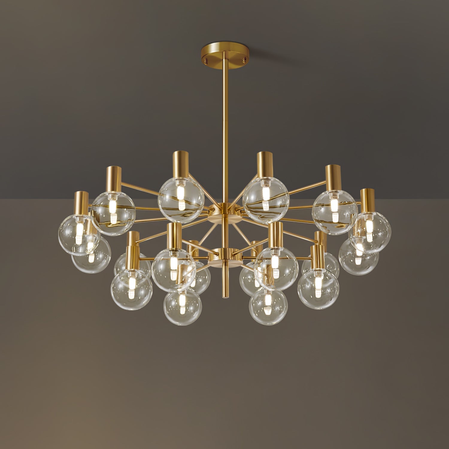 Modern Selva Glass Globe Chandelier Gold Finish Pendant Light for Living Room
