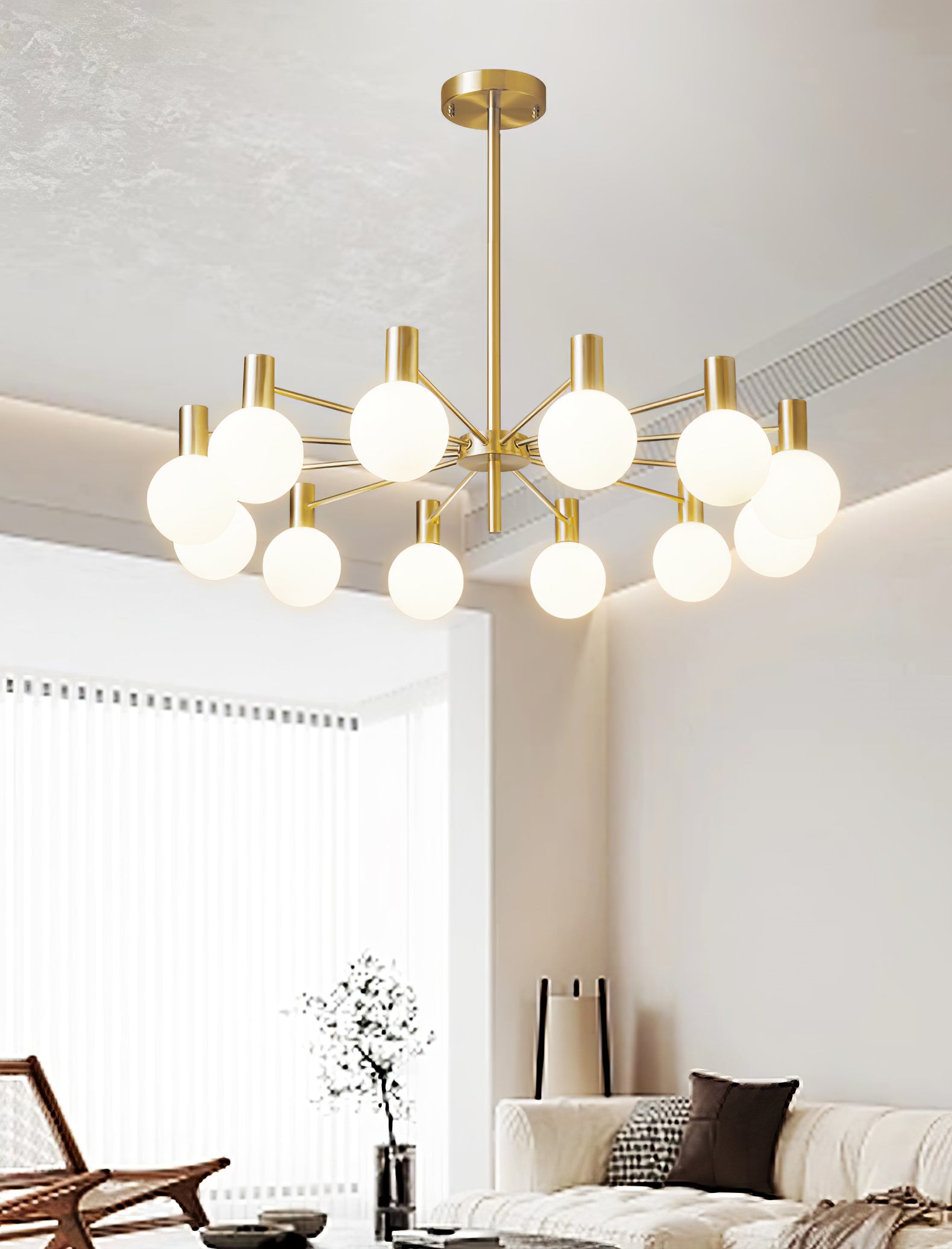 Modern Selva Glass Globe Chandelier Gold Finish Pendant Light for Living Room