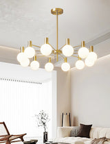 Modern Selva Glass Globe Chandelier Gold Finish Pendant Light for Living Room