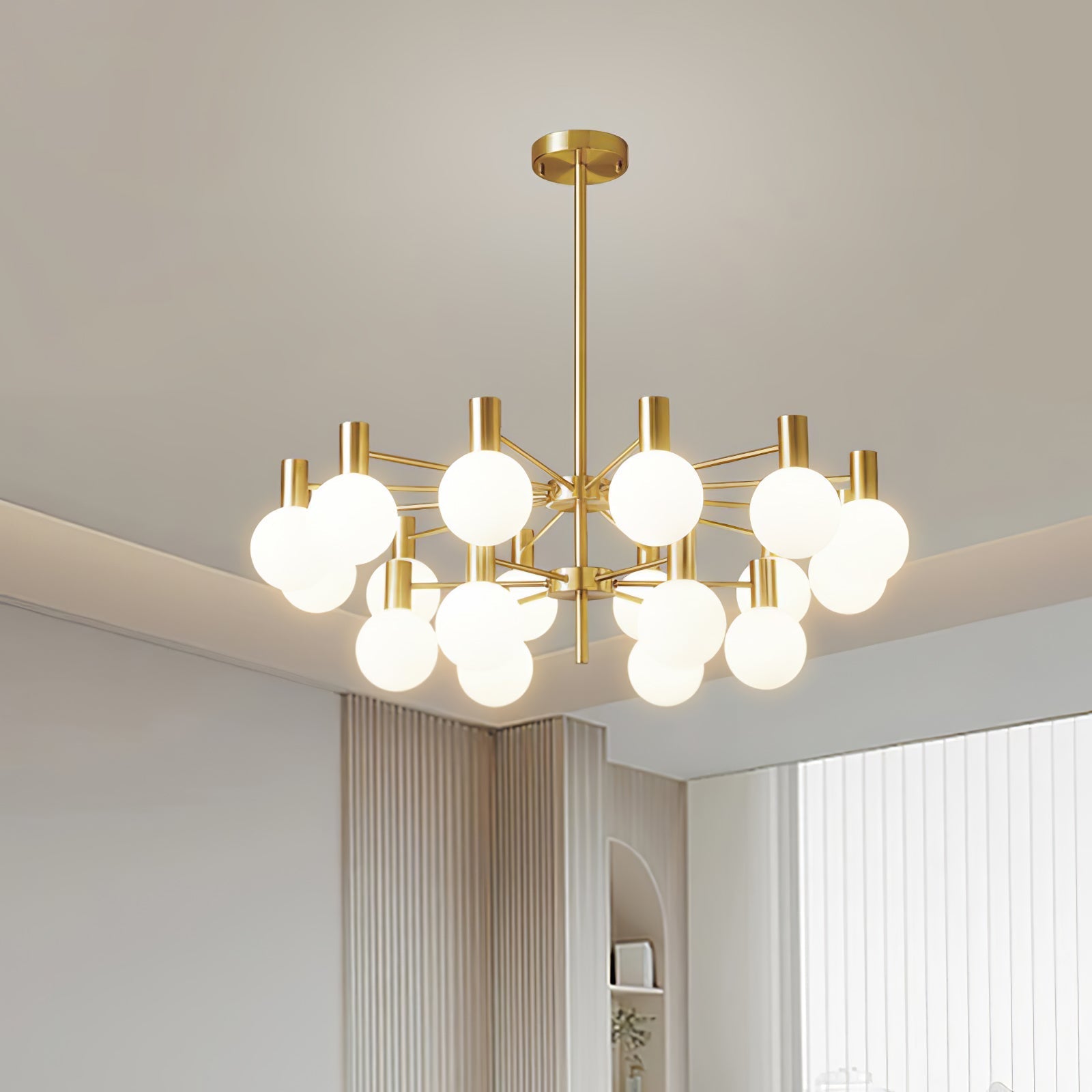 Modern Selva Glass Globe Chandelier Gold Finish Pendant Light for Living Room