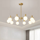 Modern Selva Glass Globe Chandelier Gold Finish Pendant Light for Living Room