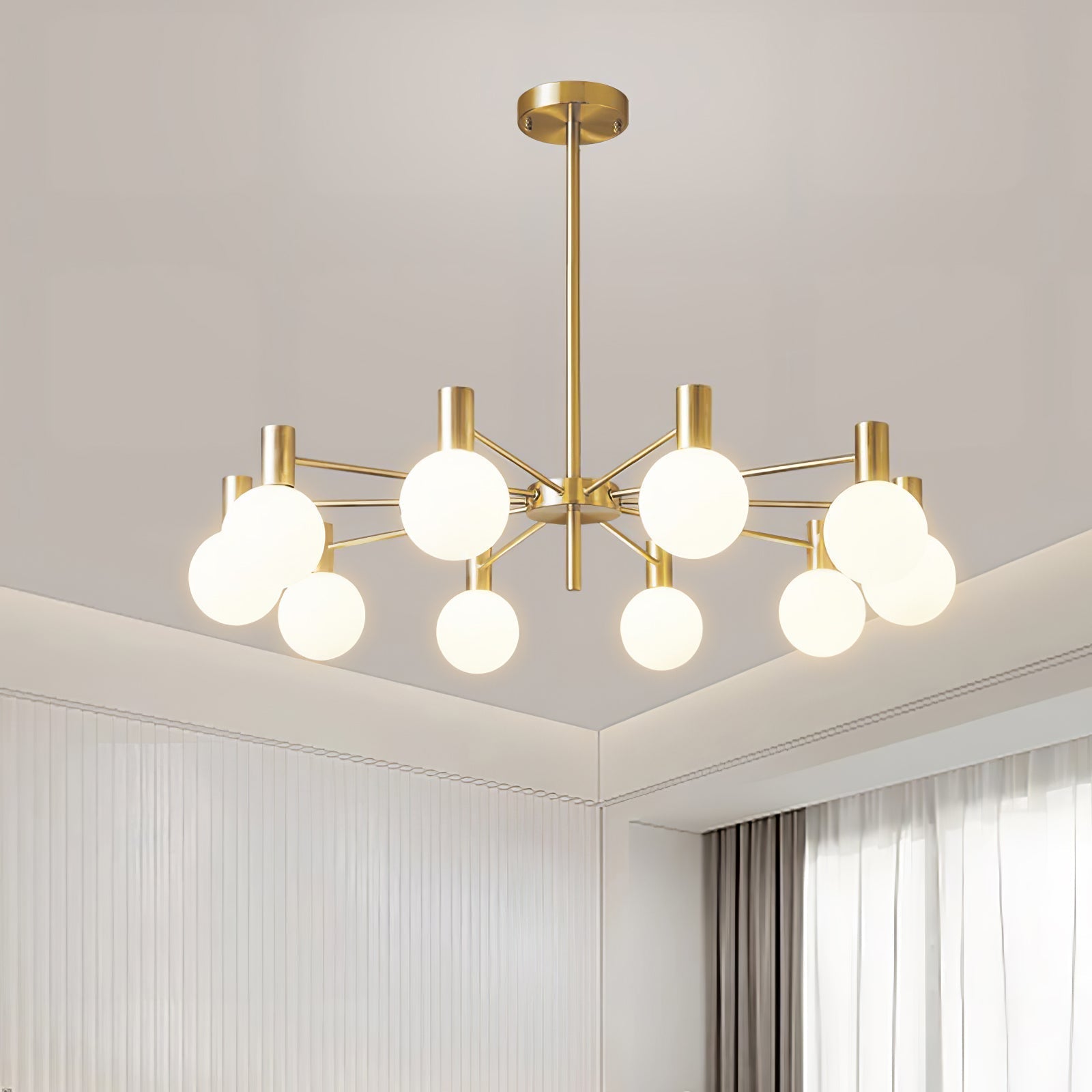 Modern Selva Glass Globe Chandelier Gold Finish Pendant Light for Living Room