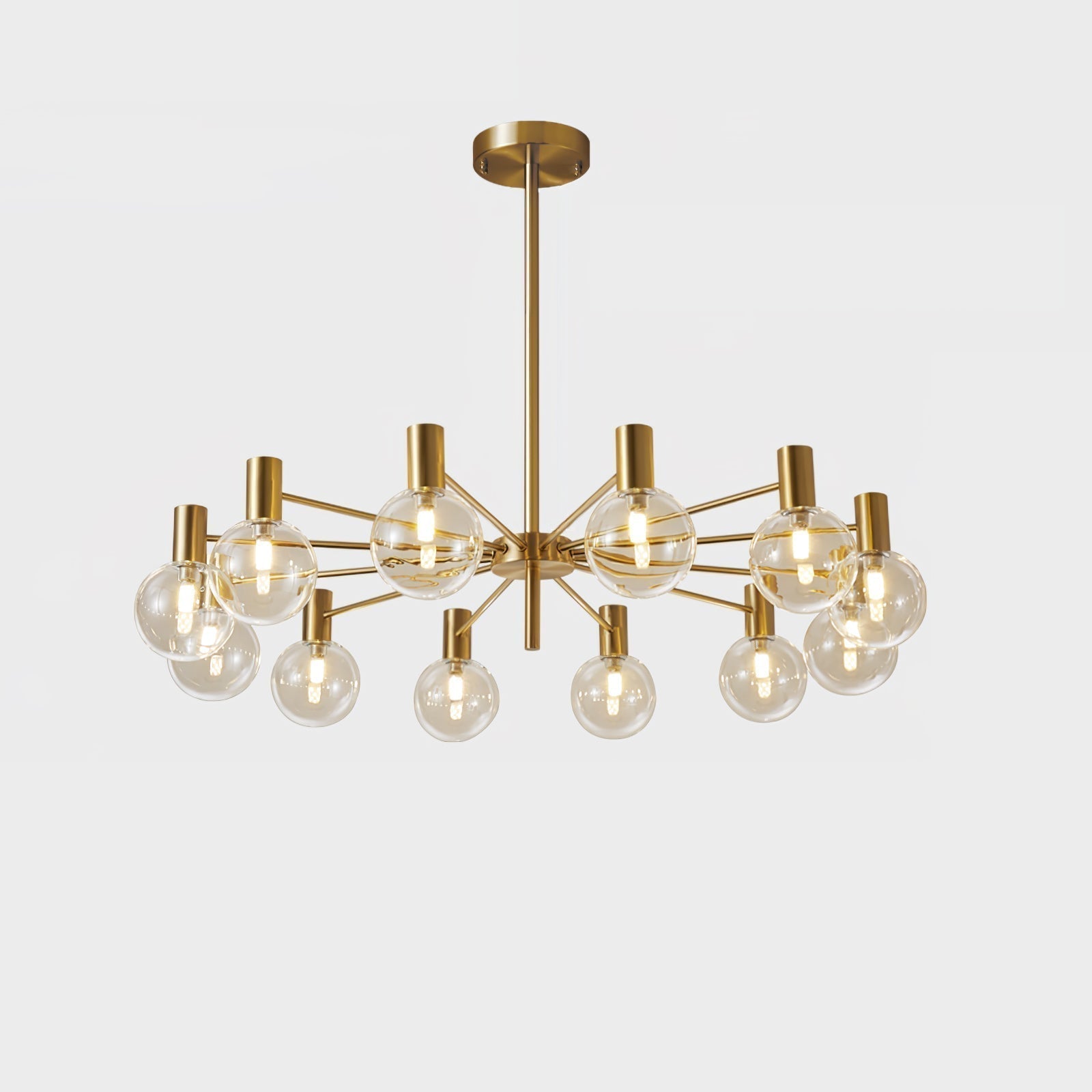Modern Selva Glass Globe Chandelier Gold Finish Pendant Light for Living Room