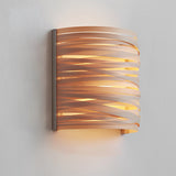 Modern Semi Cylindrical Handmade Wooden Wall Lamp Rustic Decorative Indoor Sconce Light
