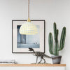 Modern Semi Globe Ceramic Copper Pendant Light with Brass Finish LED Hanging Fixture for Entry and Dining Room