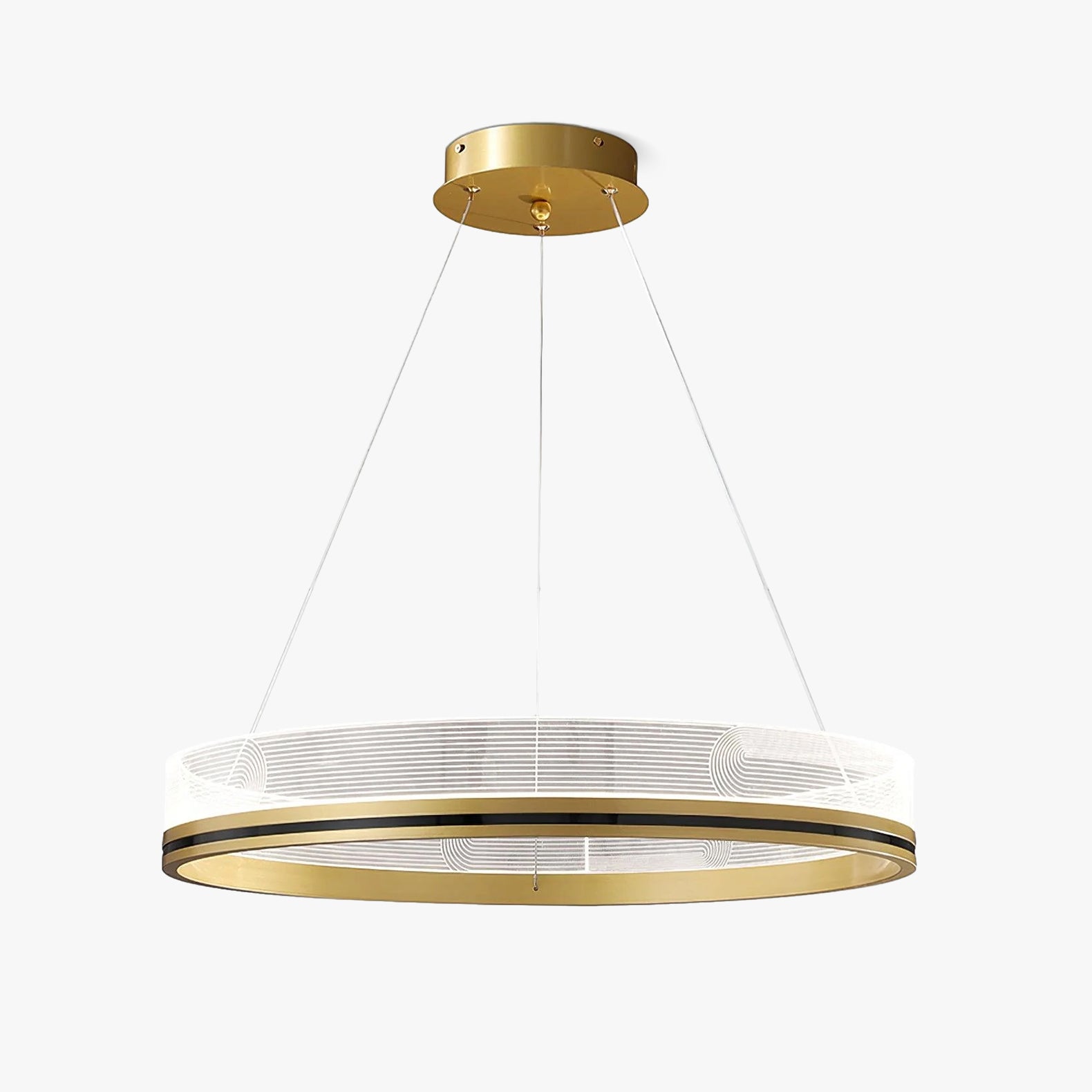 Modern Sendra LED Mesh Chandelier Black and Brass Circular Linear Pendant Light