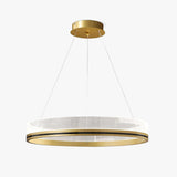 Modern Sendra LED Mesh Chandelier Black and Brass Circular Linear Pendant Light