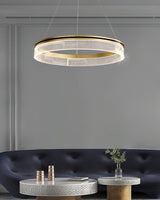 Modern Sendra LED Mesh Chandelier Black and Brass Circular Linear Pendant Light
