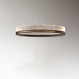 Modern Sendra LED Mesh Chandelier Black and Brass Circular Linear Pendant Light