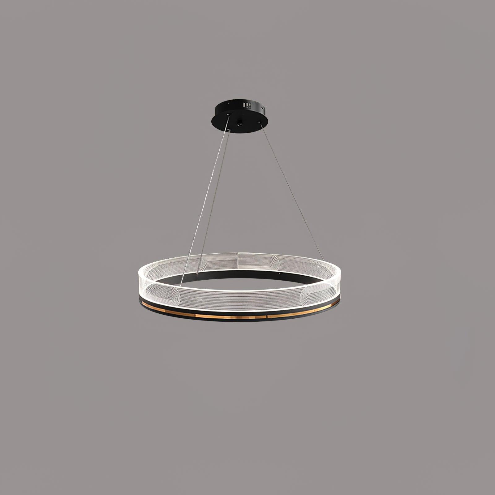 Modern Sendra LED Mesh Chandelier Black and Brass Circular Linear Pendant Light