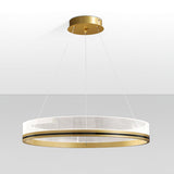 Modern Sendra LED Mesh Chandelier Black and Brass Circular Linear Pendant Light