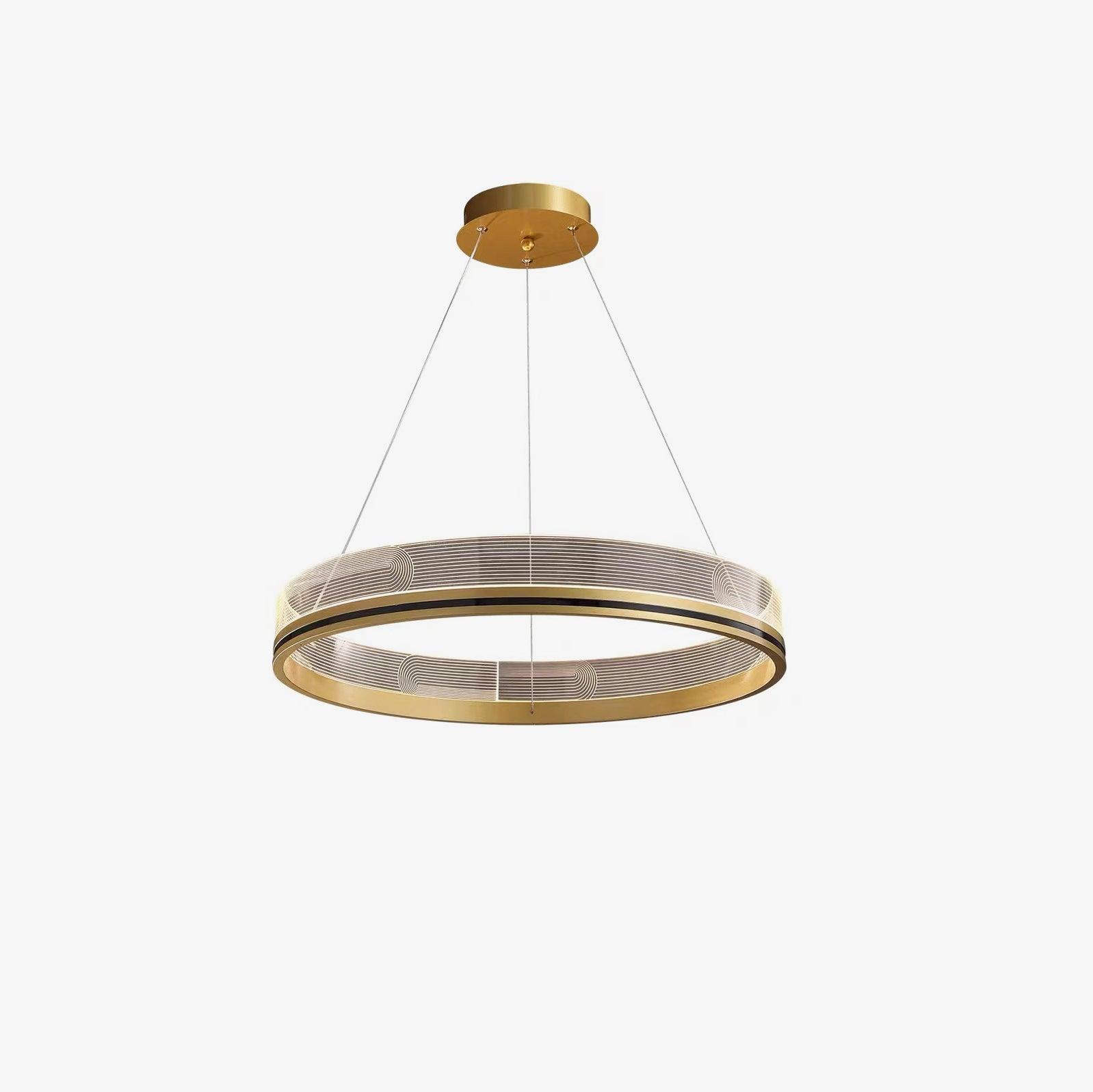 Modern Sendra LED Mesh Chandelier Black and Brass Circular Linear Pendant Light