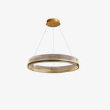 Modern Sendra LED Mesh Chandelier Black and Brass Circular Linear Pendant Light