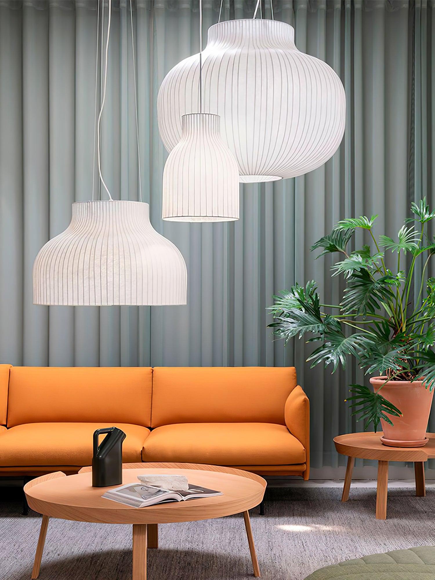 Modern Serica Silk Collection Pendant Light Minimalist Fabric Ceiling Hanging Lamp