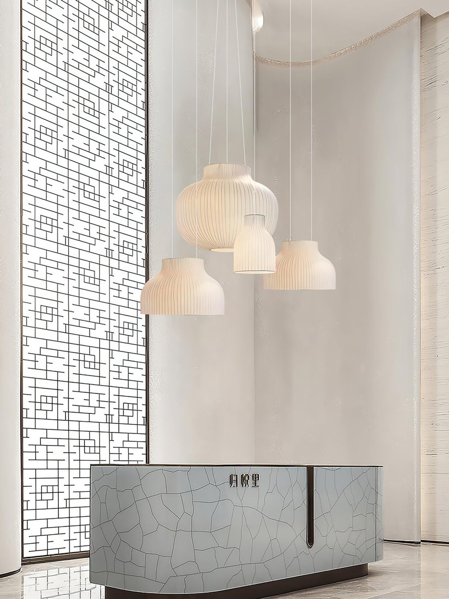 Modern Serica Silk Collection Pendant Light Minimalist Fabric Ceiling Hanging Lamp