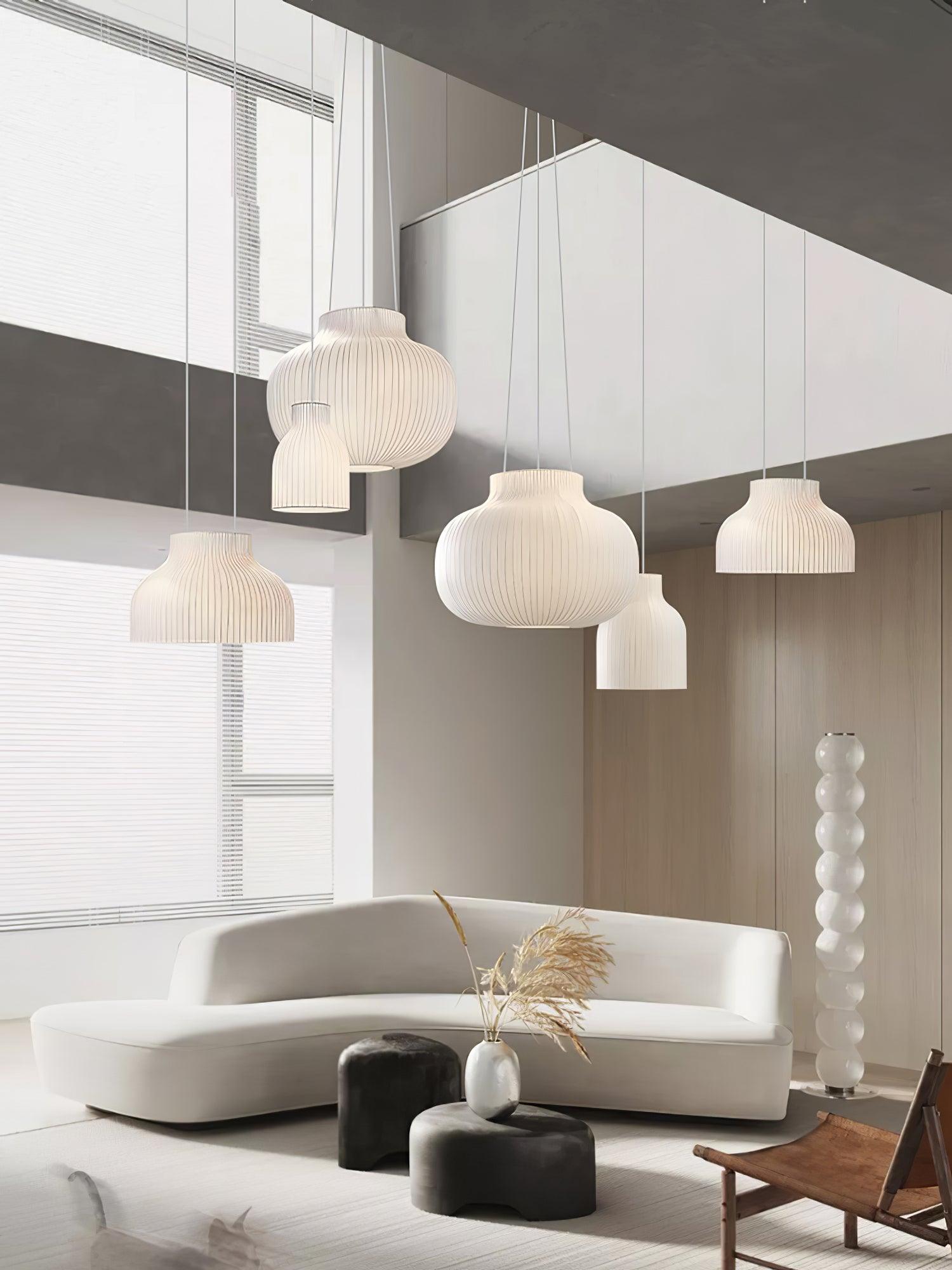 Modern Serica Silk Collection Pendant Light Minimalist Fabric Ceiling Hanging Lamp
