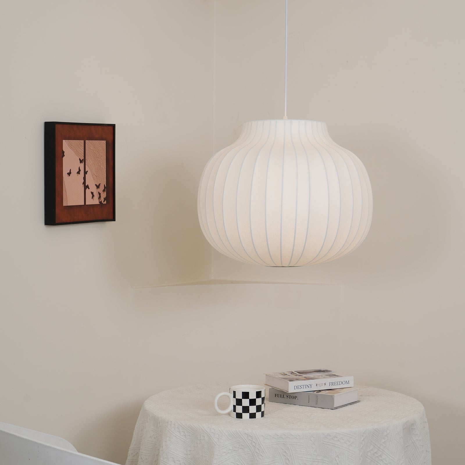 Modern Serica Silk Collection Pendant Light Minimalist Fabric Ceiling Hanging Lamp