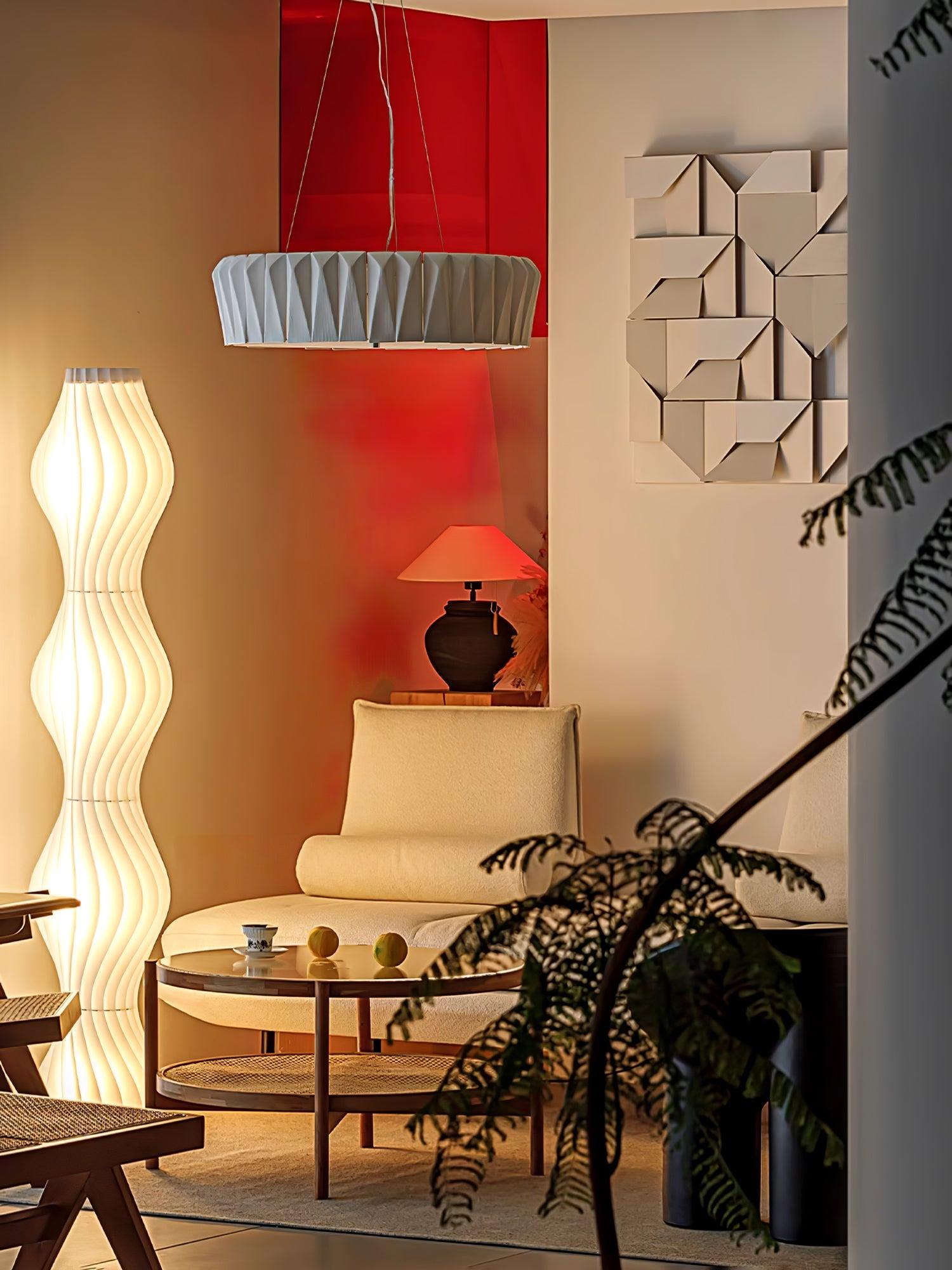 Modern Shard Disc Chandelier Ceramic and Acrylic Integrated Ceiling Light for Luxury Living Spaces