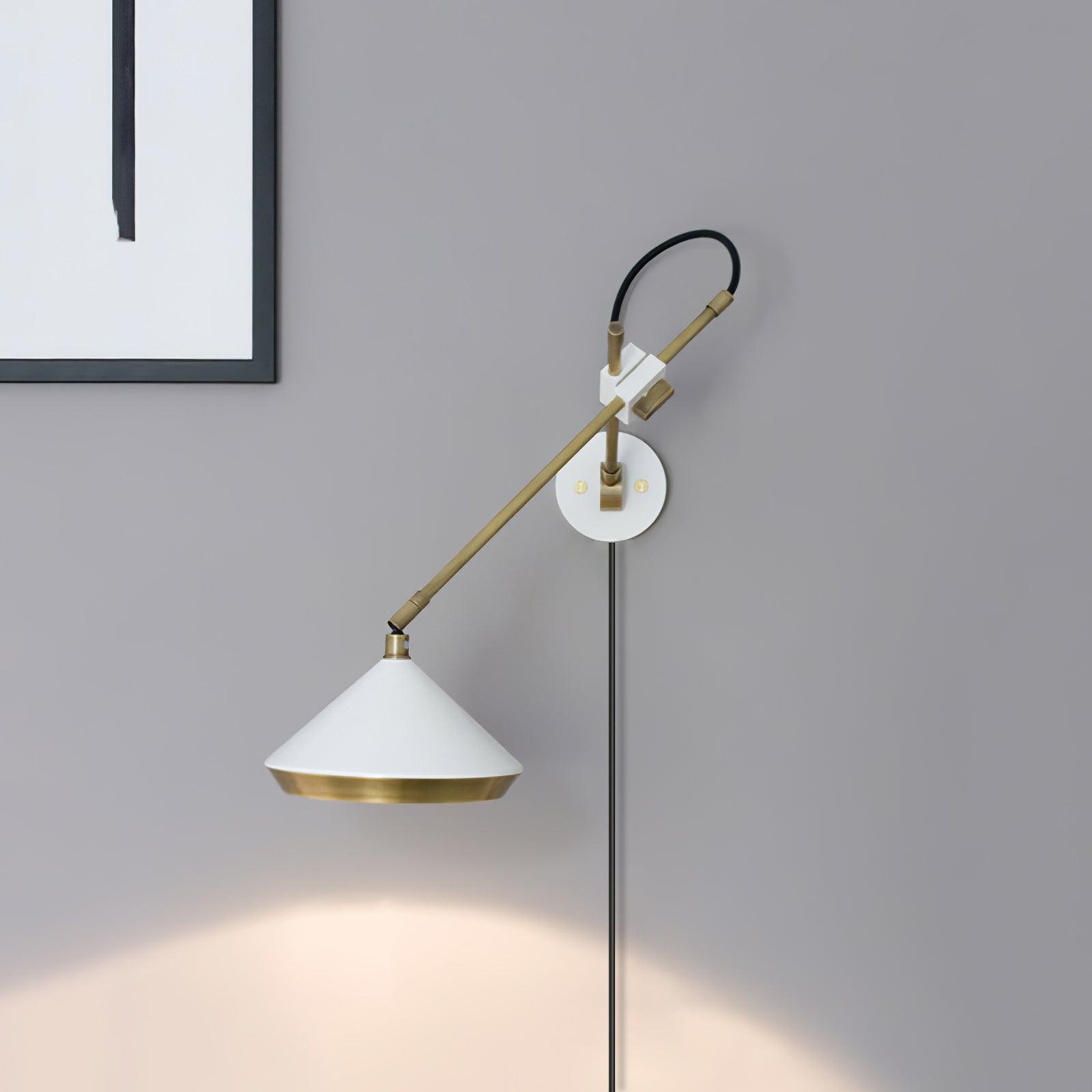 Modern Shear Plug In Wall Sconce Task Lighting with Metal Shade for Bedroom and Kitchen