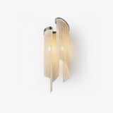 Modern Silver Chain Tassel Wall Sconce Decorative Aluminum Fringe Light for Living Room Bedroom Set of 2