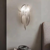 Modern Silver Chain Tassel Wall Sconce Decorative Aluminum Fringe Light for Living Room Bedroom Set of 2