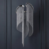 Modern Silver Chain Tassel Wall Sconce Decorative Aluminum Fringe Light for Living Room Bedroom Set of 2