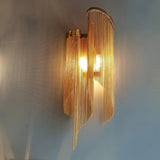 Modern Silver Chain Tassel Wall Sconce Decorative Aluminum Fringe Light for Living Room Bedroom Set of 2