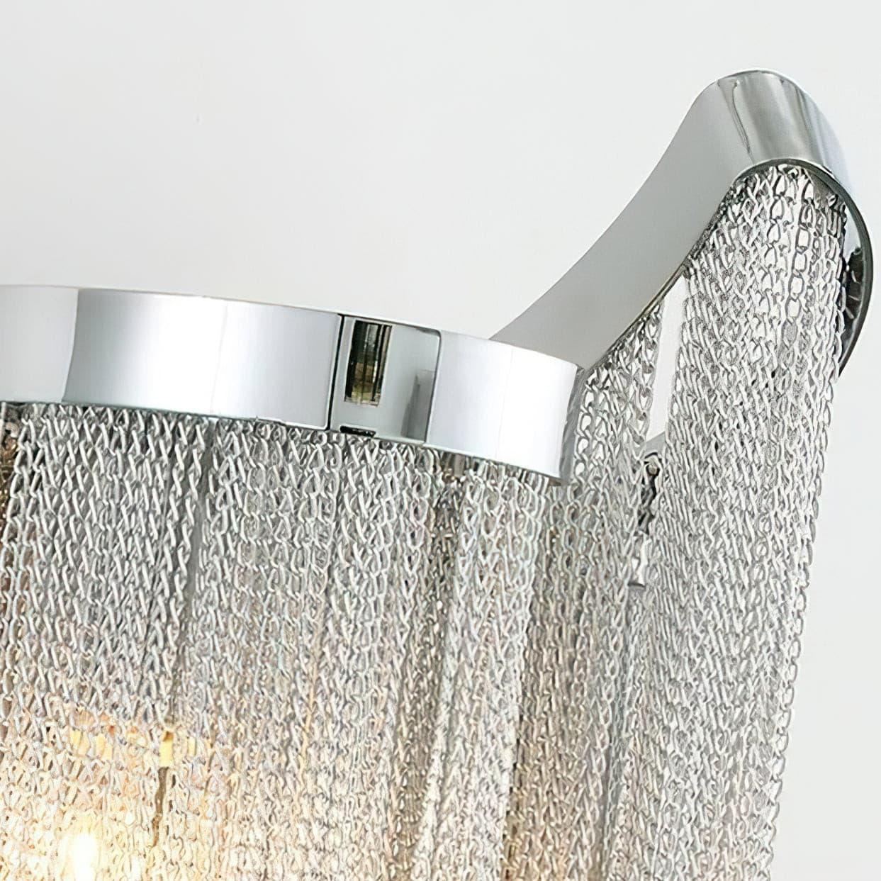 Modern Silver Chain Tassel Wall Sconce Decorative Aluminum Fringe Light for Living Room Bedroom Set of 2