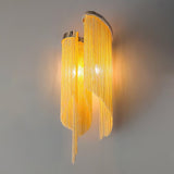Modern Silver Chain Tassel Wall Sconce Decorative Aluminum Fringe Light for Living Room Bedroom Set of 2