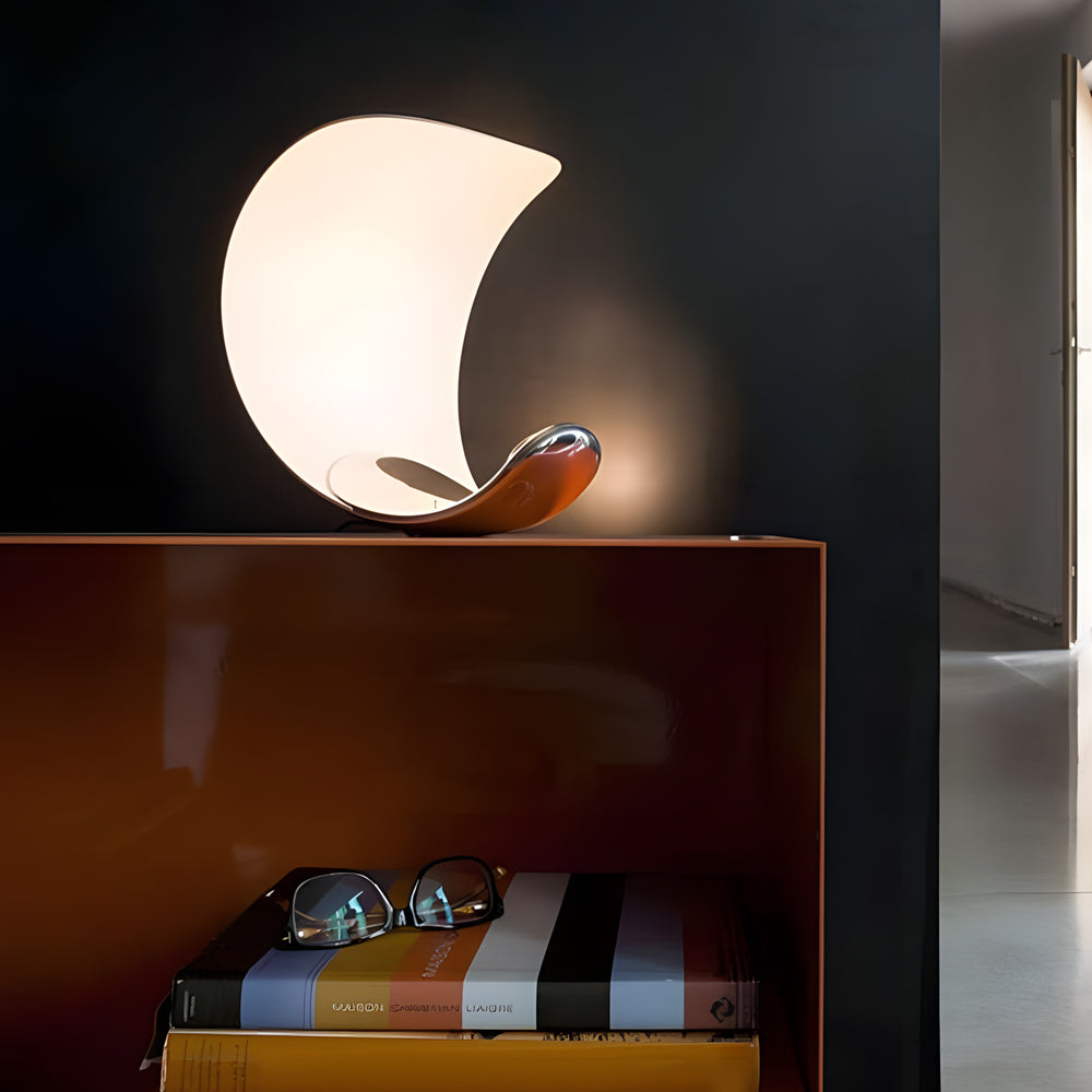 Modern Silver Polished Chrome Curl LED Table Lamp with 3 Step Touch Dimming Control
