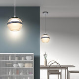 Modern Silver Spherical LED Pendant Light with Chrome Finish and Acrylic Globe