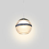 Modern Silver Spherical LED Pendant Light with Chrome Finish and Acrylic Globe