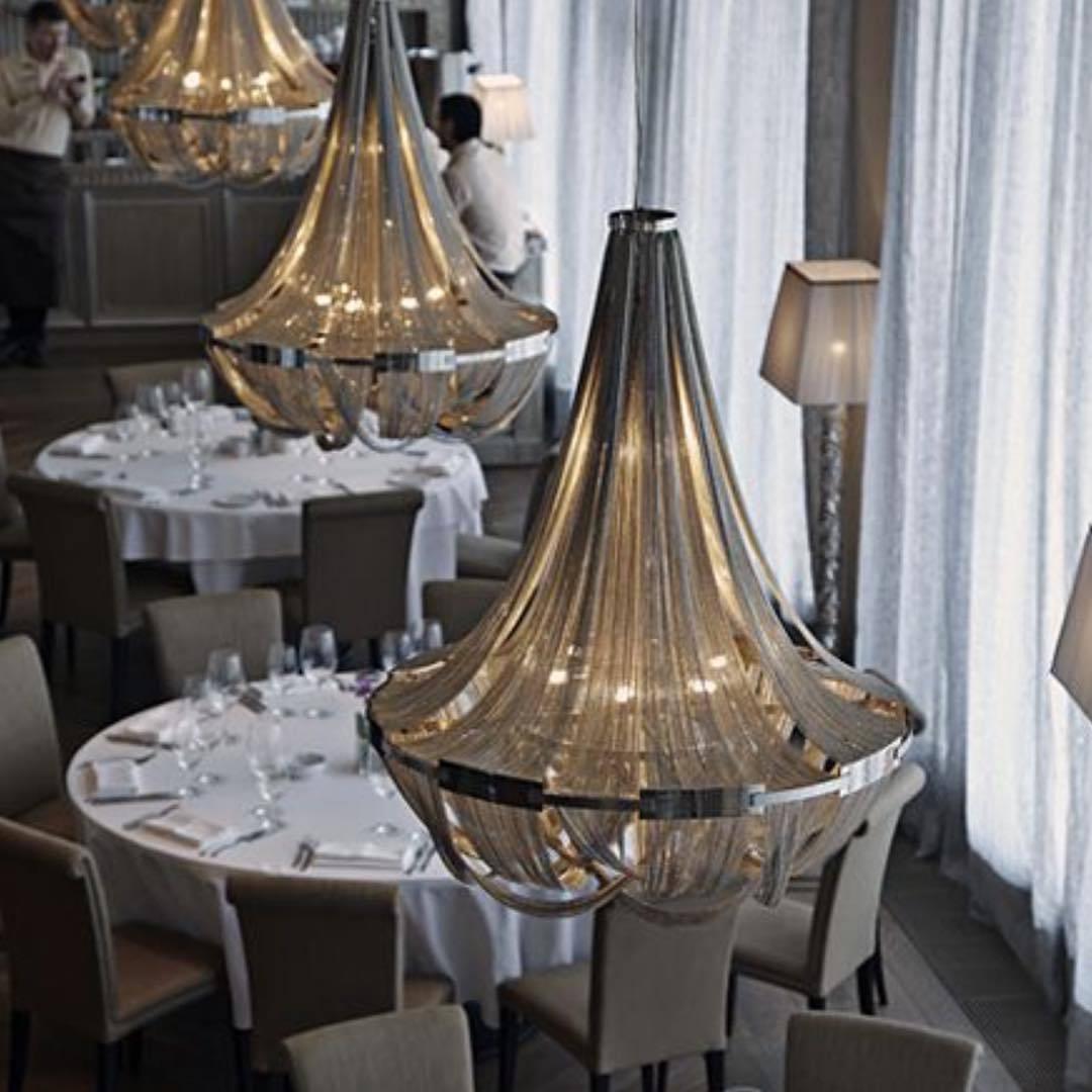 Modern Silver Tassel Aluminum Chain Chandelier Luxury Fringe Pendant Ceiling Fixture