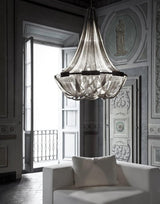 Modern Silver Tassel Aluminum Chain Chandelier Luxury Fringe Pendant Ceiling Fixture