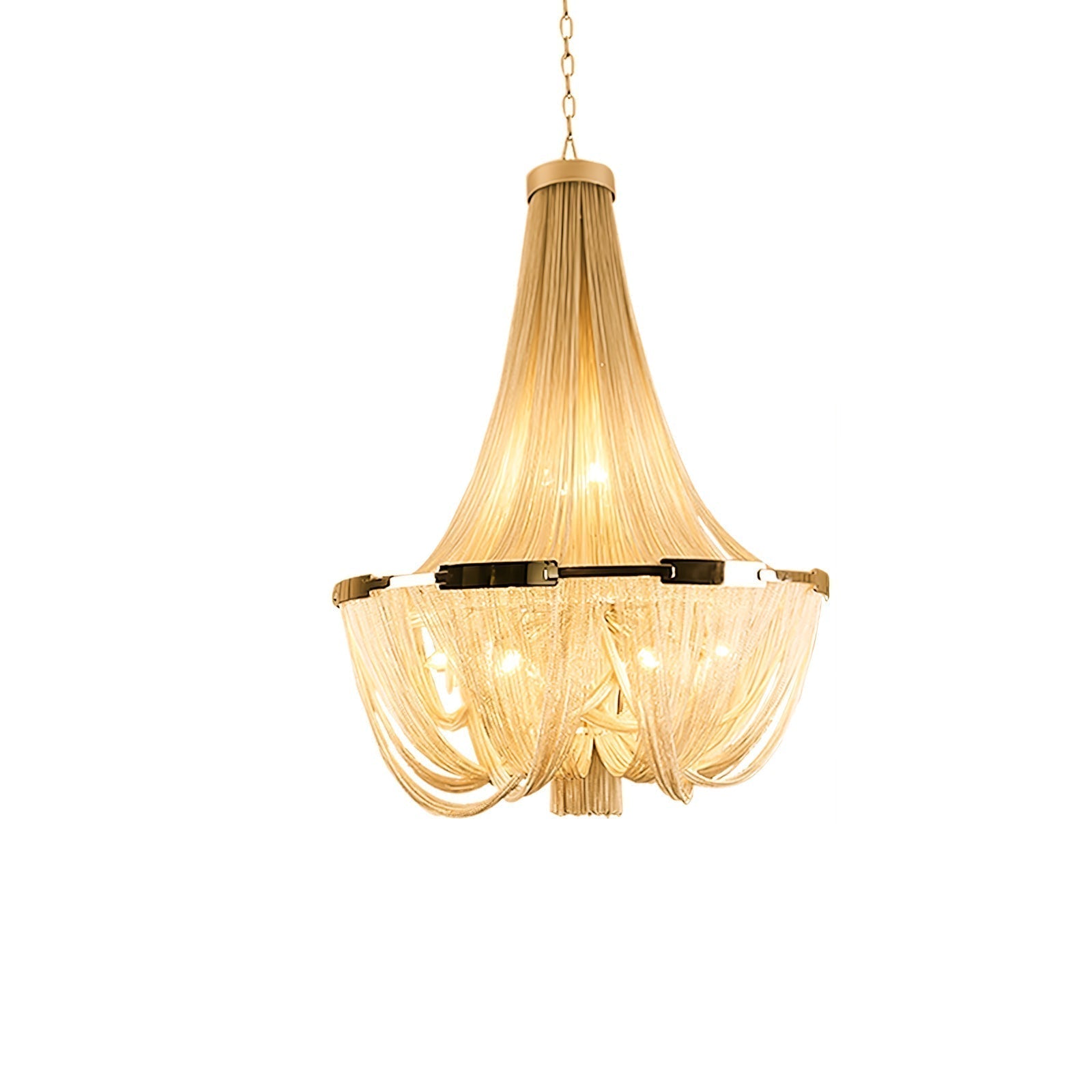 Modern Silver Tassel Aluminum Chain Chandelier Luxury Fringe Pendant Ceiling Fixture