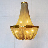 Modern Silver Tassel Aluminum Chain Chandelier Luxury Fringe Pendant Ceiling Fixture