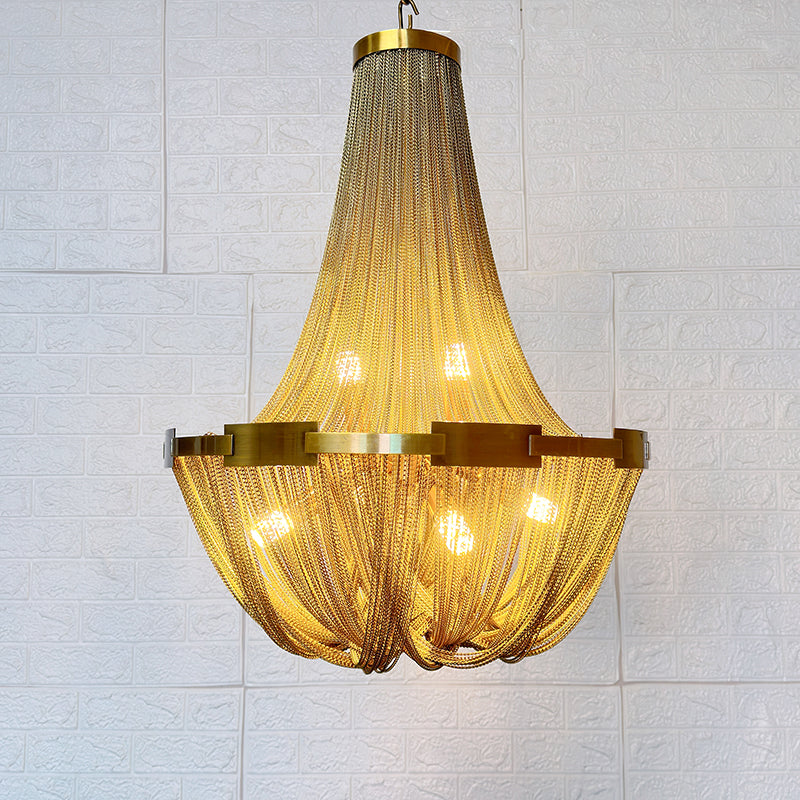 Modern Silver Tassel Aluminum Chain Chandelier Luxury Fringe Pendant Ceiling Fixture