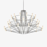 Modern Sky Ballet LED Ring Chandelier Minimalist Stainless Steel and Acrylic Pendant Light Fixture