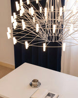 Modern Sky Ballet LED Ring Chandelier Minimalist Stainless Steel and Acrylic Pendant Light Fixture