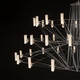 Modern Sky Ballet LED Ring Chandelier Minimalist Stainless Steel and Acrylic Pendant Light Fixture
