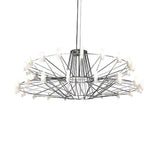 Modern Sky Ballet LED Ring Chandelier Minimalist Stainless Steel and Acrylic Pendant Light Fixture