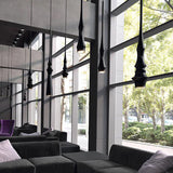 Modern Slim Aluminum Pendant Light with Curved Bamboo Design for Kitchen Island Dining Table