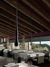 Modern Slim Aluminum Pendant Light with Curved Bamboo Design for Kitchen Island Dining Table
