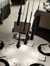 Modern Slim Aluminum Pendant Light with Curved Bamboo Design for Kitchen Island Dining Table